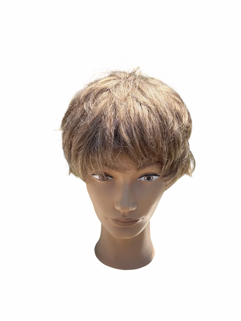 Frosted brown pixie cut short wavy synthetic wig